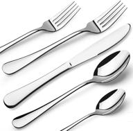 🍴 45-piece stainless steel flatware set - reusable silverware cutlery sets, heavy duty forks and spoons, utensils for 8, excellent serving set logo