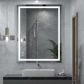 img 4 attached to 💡 36x28 Настраиваемое подсветкой зеркало для ванной комнаты с LED-подсветкой - горизонтальное / вертикальное зеркало с противотуманным эффектом для макияжа