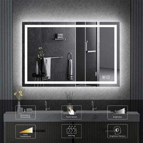 img 3 attached to 💡 36x28 Dimmable Backlit LED Bathroom Mirror with Lights - Horizontal/Vertical Anti-Fog Light up Vanity Makeup Mirror