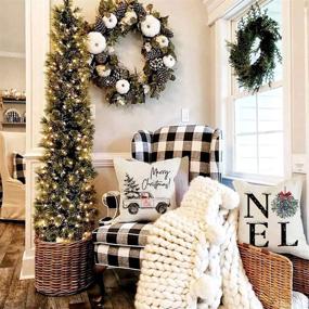 img 1 attached to AENEY Christmas Decorations Pillow Covers 18x18 Set of 4: Farmhouse Winter Holiday Throw Pillows for Home Decor, Xmas Cushion Cases for Couch