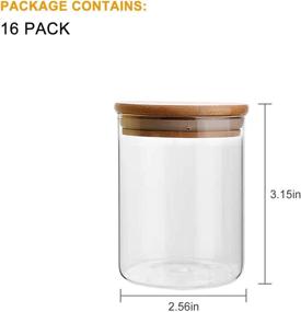 img 3 attached to 16-Pack of 6oz/200ml Airtight Clear Glass Food Storage Containers with Bamboo 🍯 Wooden Lids - Ideal for Sugar, Candy, Cookie, Rice, Spice Jars, and More!