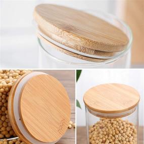 img 2 attached to 16-Pack of 6oz/200ml Airtight Clear Glass Food Storage Containers with Bamboo 🍯 Wooden Lids - Ideal for Sugar, Candy, Cookie, Rice, Spice Jars, and More!