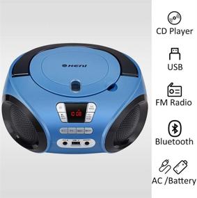 img 3 attached to Портативный CD-плеер G Keni Boombox с FM-радио, USB, Bluetooth, AUX-входом, выходом на наушники, стерео динамиком, аудиоплеером, синий.