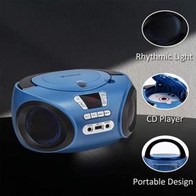 img 2 attached to Портативный CD-плеер G Keni Boombox с FM-радио, USB, Bluetooth, AUX-входом, выходом на наушники, стерео динамиком, аудиоплеером, синий.