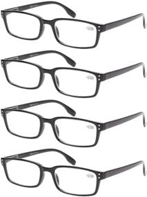 img 4 attached to 👓 Comfortable Plastic Reading Glasses: 4 Pack with Spring Hinge, Including Sun Readers