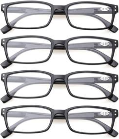 img 1 attached to 👓 Comfortable Plastic Reading Glasses: 4 Pack with Spring Hinge, Including Sun Readers