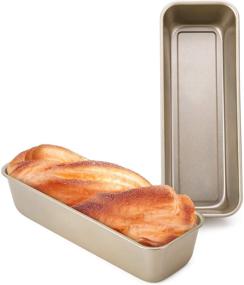 img 4 attached to 🍞 Набор из двух прямоугольных форм для хлеба Beasea - 12x4 дюйма, с антипригарным покрытием из углеродистой стали - золотистые формы для выпечки тостов и тортов в духовке.