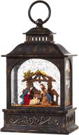 🎄 raz imports nativity scene lighted water lantern: 8 inch christmas snow globe with swirling glitter, battery & usb powered logo