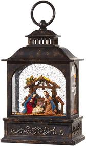 img 2 attached to 🎄 RAZ Imports Nativity Scene Lighted Water Lantern: 8 Inch Christmas Snow Globe with Swirling Glitter, Battery & USB Powered