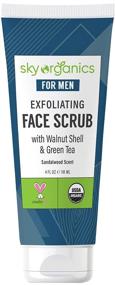 img 4 attached to 🧔 Premium USDA Organic Men's Exfoliating Face Scrub (4 fl oz) - Pre-Shave Deep Exfoliator with Manuka Honey & Aloe Vera - For All Skin Types, including Dry Skin - Certified Organic & Cruelty-Free