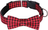 🐶 lejgeqr dog collar with bow tie - stylish plaid print for small, medium & large dogs logo