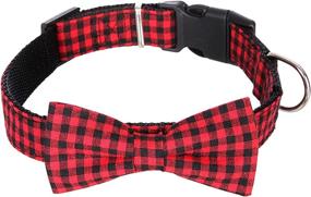 img 4 attached to 🐶 LEJGEQR Dog Collar with Bow Tie - Stylish Plaid Print for Small, Medium & Large Dogs