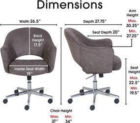 img 2 attached to 🪑 Enhance Your Workspace with the Serta Valetta Office Desk Chair: Midcentury Modern Style, Comfortable Memory Foam Padding, Chrome-finished Stainless-Steel Base in Gray