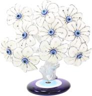 🌳 turkish blue evil eyes money fortune tree protection good luck gift home decor - prosperity symbol for wealth and luck (white flower 1) логотип