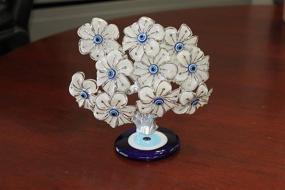 img 1 attached to 🌳 Turkish Blue Evil Eyes Money Fortune Tree Protection Good Luck Gift Home Decor - Prosperity Symbol for Wealth and Luck (White Flower 1)