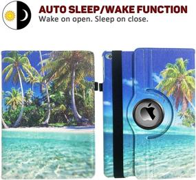 img 2 attached to 🌴 360 Degree Rotating iPad Air Case Cover – Auto Wake/Sleep iPad Case for Apple iPad 9.7 Inch 2018/2017 (Coconut Trees) – Perfect Fit for 6th/5th Generation iPads