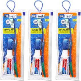 img 1 attached to 🧳 Toothbrush Travel Kits - Adults, Teens, Kids - 3-in-1 Bundle: Toothbrush, Cover, Toothpaste & Travel Bag - Convenient Travel Size Toiletries Pack