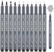 hethrone calligraphy pens fineliner micro pen set - ideal for beginners' writing, sketching, illustration, bullet journaling (12 sizes) logo