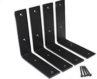 🛠️ set of 4 heavy duty metal wall brackets for hanging diy storage or decorative shelving - 6" x 6" x 1.5", 5mm thick steel l bracket - ideal for bookshelf or industrial shelves - includes screws logo