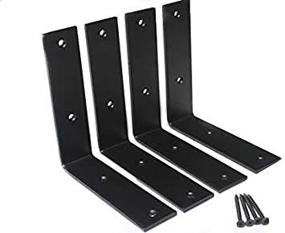 img 4 attached to 🛠️ Set of 4 Heavy Duty Metal Wall Brackets for Hanging DIY Storage or Decorative Shelving - 6" x 6" x 1.5", 5mm Thick Steel L Bracket - Ideal for Bookshelf or Industrial Shelves - Includes Screws