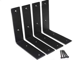 img 2 attached to 🛠️ Set of 4 Heavy Duty Metal Wall Brackets for Hanging DIY Storage or Decorative Shelving - 6" x 6" x 1.5", 5mm Thick Steel L Bracket - Ideal for Bookshelf or Industrial Shelves - Includes Screws