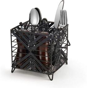 img 3 attached to 🔍 Enhanced SEO: Scott Living Luxe Flatware and Condiment Caddy, 5.25-Inch, Black