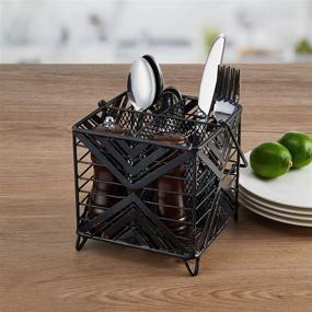 img 1 attached to 🔍 Enhanced SEO: Scott Living Luxe Flatware and Condiment Caddy, 5.25-Inch, Black