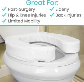 img 2 attached to 🚽 Vive Toilet Seat Cushion (2" Foam Cushion) - Hygienic Soft Padded Bathroom Attachment - Elongated, Standard Size - Comfort & Support Donut for Handicap, Adults, Coccyx Pain Relief
