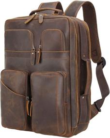 img 4 attached to 🎒 Stylish and Durable: TIDING Vintage Leather Backpack Rucksack - Perfect for Any Adventure