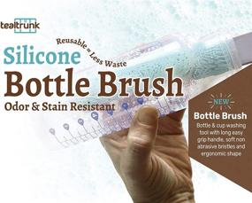 img 3 attached to 🍶 Teal Trunk Silicone Bottle Brush - Ultimate Hygiene with Easy-Grip Handle and Soft Bristles, BPA-Free Cleaning Brush - Aqua