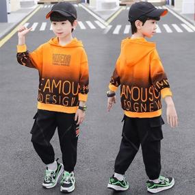 img 1 attached to 👕 Trendy Tie Dye Hooded Sweatshirt Tracksuit: Perfect Boys' Clothing Set