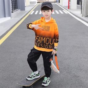 img 2 attached to 👕 Trendy Tie Dye Hooded Sweatshirt Tracksuit: Perfect Boys' Clothing Set