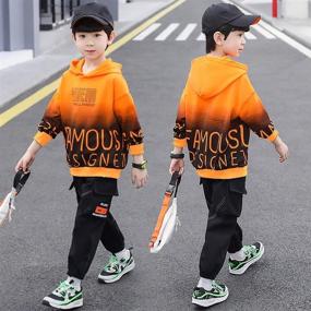 img 3 attached to 👕 Trendy Tie Dye Hooded Sweatshirt Tracksuit: Perfect Boys' Clothing Set