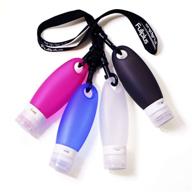 silicone travel bottles set - refillable cosmetic gym containers, tsa approved, portable tubes with shower lanyard for shampoo, lotion (pack of 4, 3.3 oz) logo