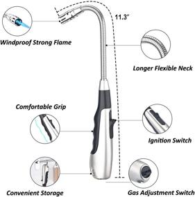 img 3 attached to 🕯️ Silver Candle Gas Lighter - Adjustable Flame Butane Torch Lighter with Safety Lock for Camping, Barbeque, Fireplace, Kitchen, Grill, and Travel