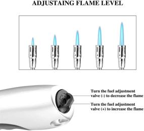 img 1 attached to 🕯️ Silver Candle Gas Lighter - Adjustable Flame Butane Torch Lighter with Safety Lock for Camping, Barbeque, Fireplace, Kitchen, Grill, and Travel