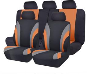 img 4 attached to 🚗 CAR PASS Line Rider 11PCS Universal Fit Car Seat Cover -100% Breathable with 5mm Composite Sponge Inside, Airbag Compatible - Black and Orange