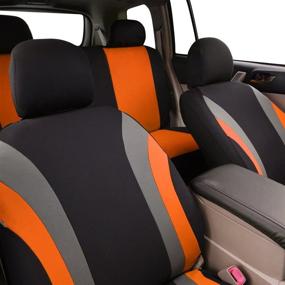 img 3 attached to 🚗 CAR PASS Line Rider 11PCS Universal Fit Car Seat Cover -100% Breathable with 5mm Composite Sponge Inside, Airbag Compatible - Black and Orange