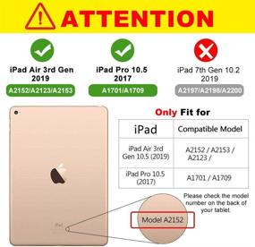 img 3 attached to 🔵 Чехол с клавиатурой 10,5 дюйма для iPad Air 3 2019 и iPad Pro 10,5 - Магнитно привязанная клавиатура Bluetooth, держатель для карандаша и стильный синий дизайн.