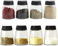 🌶️ 8pcs glass spice jars with double lids - sifter seasoning shakers for barbecue salt & pepper logo