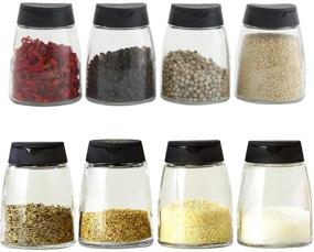 img 4 attached to 🌶️ 8PCS Glass Spice Jars with Double Lids - Sifter Seasoning Shakers for Barbecue Salt & Pepper