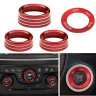 🔴 red air conditioner cd switch button knob & engine start button cover for dodge challenger charger chrysler 300/300s 2015-2020 logo