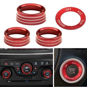 img 4 attached to 🔴 Red Air Conditioner CD Switch Button Knob & Engine Start Button Cover for Dodge Challenger Charger Chrysler 300/300s 2015-2020