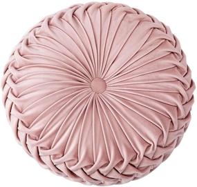 img 4 attached to Small Handmade Decorative Round Velvet Pillow for Couch, Bed or Bedroom - 13.7” Pink