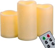 🕯️ outdoor waterproof led pillar candles: remote controlled timer & flickering flameless, set of 3 for patio decor & hanging lanterns логотип