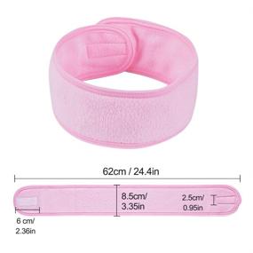 img 3 attached to 🎀 Set of 4 Facial Spa Headbands - White, Black, Pink, Gray | Makeup Shower Bath Wrap Sport Headband | Terry Cloth Stretch Towel with Magic Tape