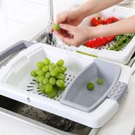 🥦 versatile collapsible basin colander cutting board: 3-in-1 household fruit vegetable container drain basket logo