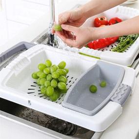 img 4 attached to 🥦 Versatile Collapsible Basin Colander Cutting Board: 3-in-1 Household Fruit Vegetable Container Drain Basket