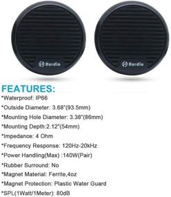 img 1 attached to 🔊 Herdio 3-inch Marine Boat Bluetooth Speakers: Powerful 140W Stereo for Motorcycles, Hot tubs, and More (Black)