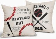 🏀 set of 2 baseball pillow covers, 18x18 inches - outdoor sports decorative throw pillow covers for home, bedroom, living room, boys room decor - linen pillowcases square cushion covers - ideal gift логотип